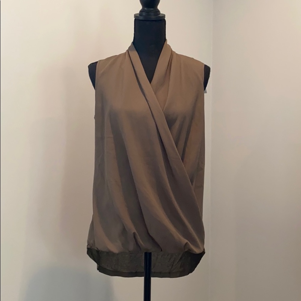 Sleeveless Faux Wrap Hi-Low Top